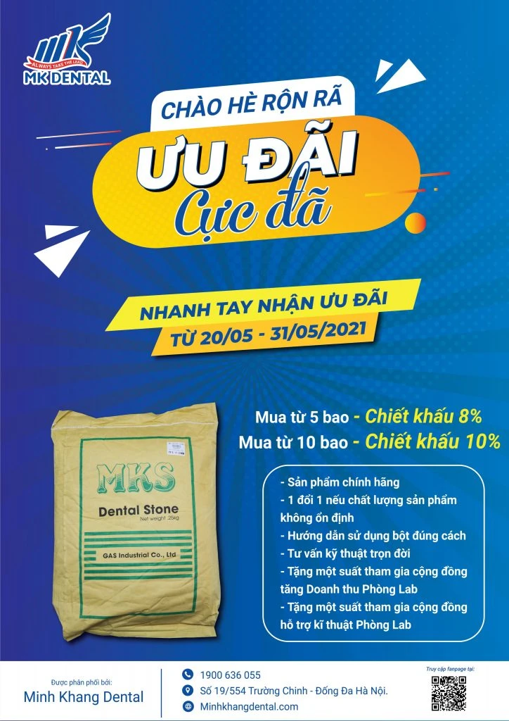 Ưu đãi khủng cho Thạch cao vàng MKS – Độ cứng tối ưu, khuôn răng chắc chắn